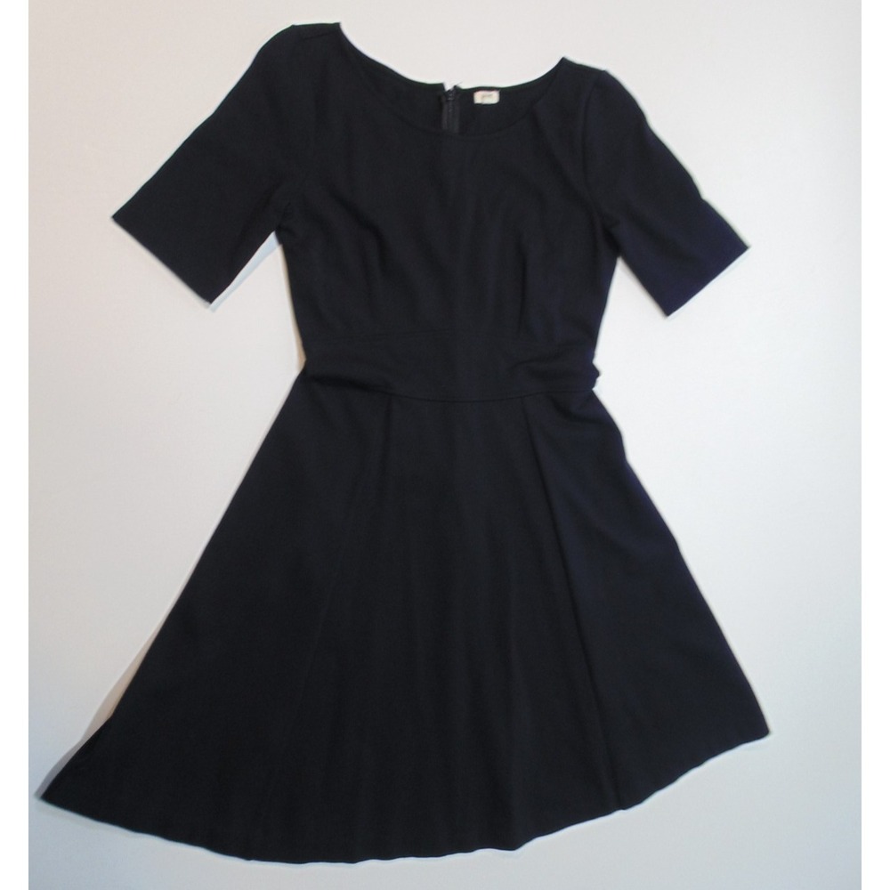 J Crew preppy stretch mini dress black flare luxury workwear Women's Size 2